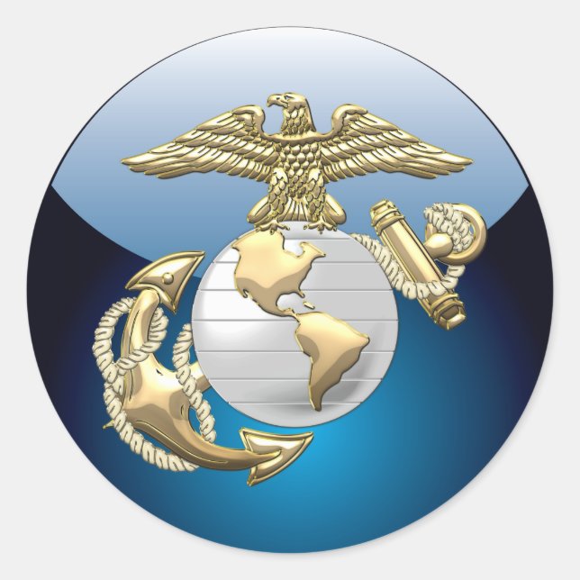 Pegatina Redonda Águila USMC, Globe & Anchor (EGA) [3D] (Anverso)