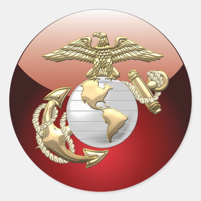 Pegatina Redonda Águila USMC, Globe & Anchor (EGA) [3D] (Anverso)