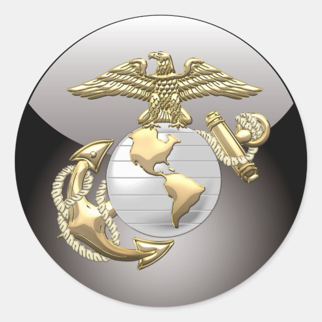 Pegatina Redonda Águila USMC, Globe & Anchor (EGA) [3D] (Anverso)
