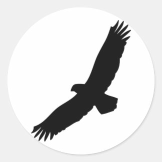 Pegatina Redonda águila voladora negra