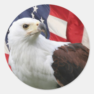 Pegatina Redonda Águila y bandera