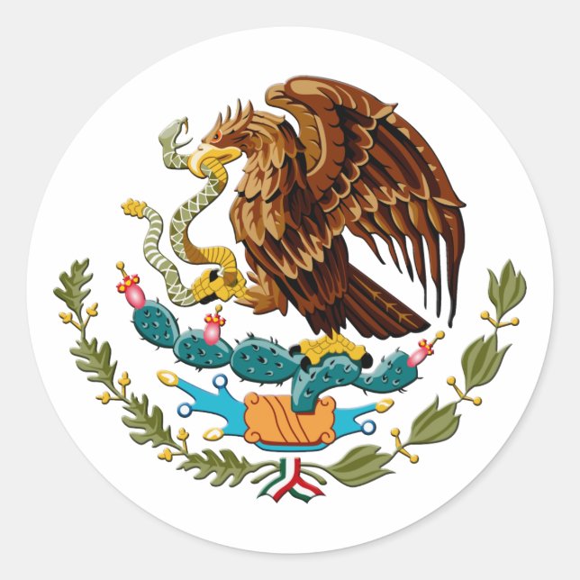 Pegatina Redonda Águila y serpiente México Emblema para los mexican (Anverso)
