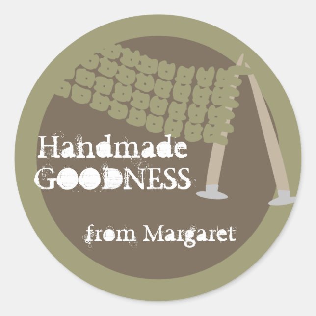 Pegatina Redonda Agujas de punto bufanda regalo de aceitunas pegati (Anverso)