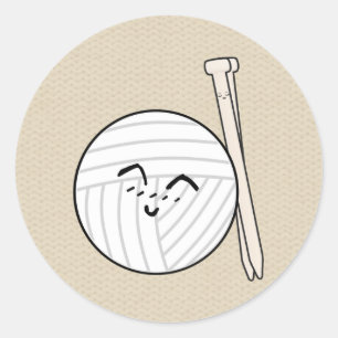 Pegatina Redonda Agujas de punto y jarrones del H Personalizado de