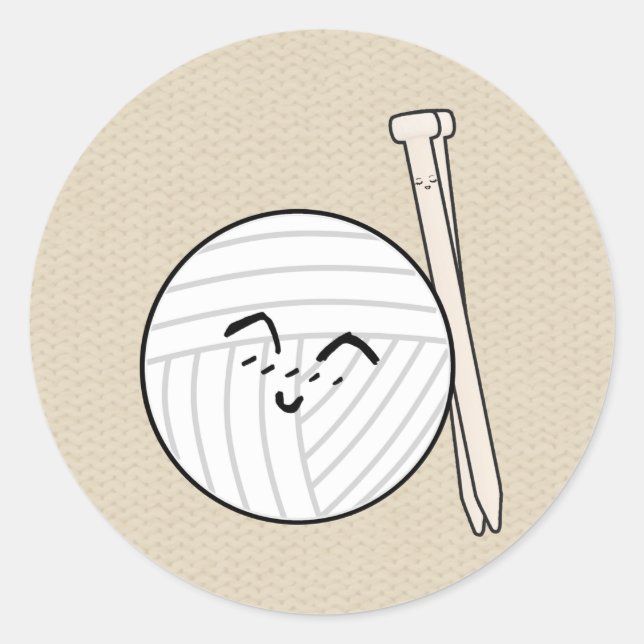 Pegatina Redonda Agujas de punto y jarrones del H Personalizado de  (Anverso)