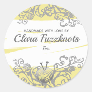 Pegatina Redonda Agujas que hacen punto del hilado hechas a mano