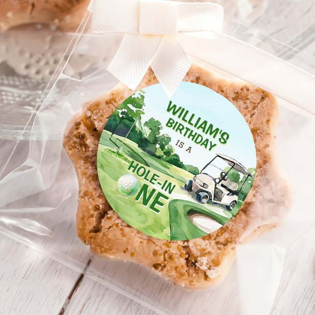 Pegatina Redonda Agujero en un golf Par-tee Primer cumpleaños (Subido por el creador)
