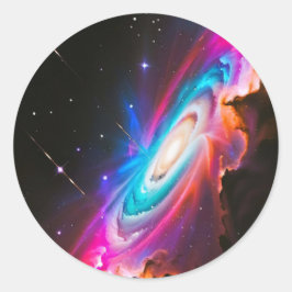 Pegatina Redonda Agujero negro de la fantasía celeste