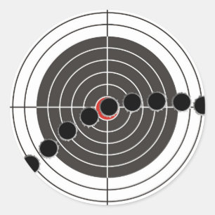 Pegatina Redonda Agujeros de bala de la ametralladora sobre blanco