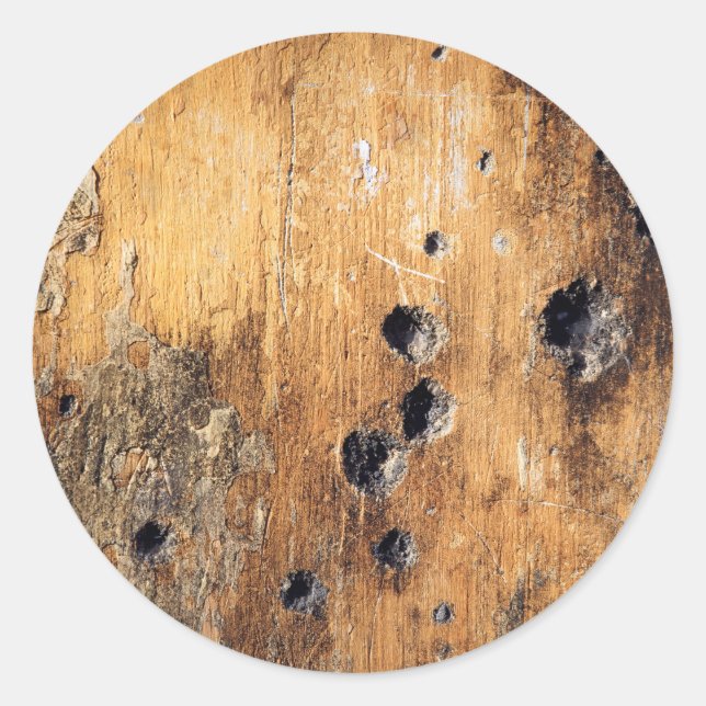 Pegatina Redonda Agujeros de bala en la pared (Anverso)