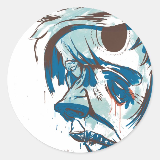 Pegatina Redonda Agujeros en la cabeza (Anverso)