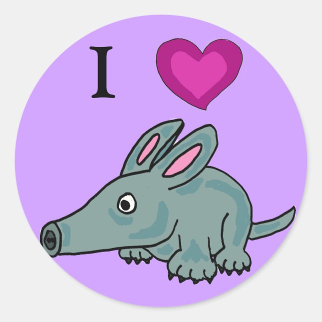 Pegatina Redonda AH pegatinas de los Aardvarks del amor de I (Anverso)