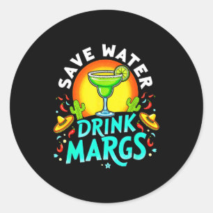 Pegatina Redonda Ahorra agua bebe margs alcohol margarita mexicanos
