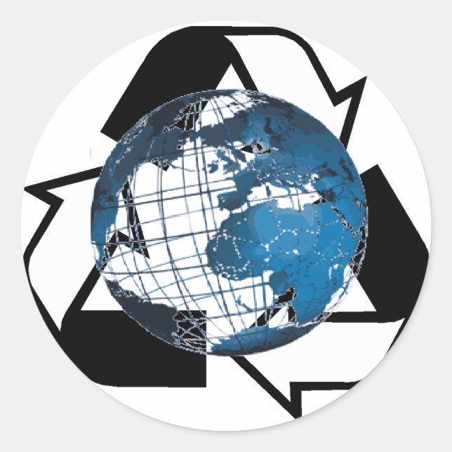 Pegatina Redonda Ahorrar energía, reciclar (Anverso)