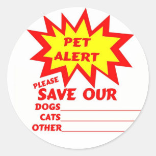 Pegatina Redonda Ahorre a su mascota de un fuego de la casa