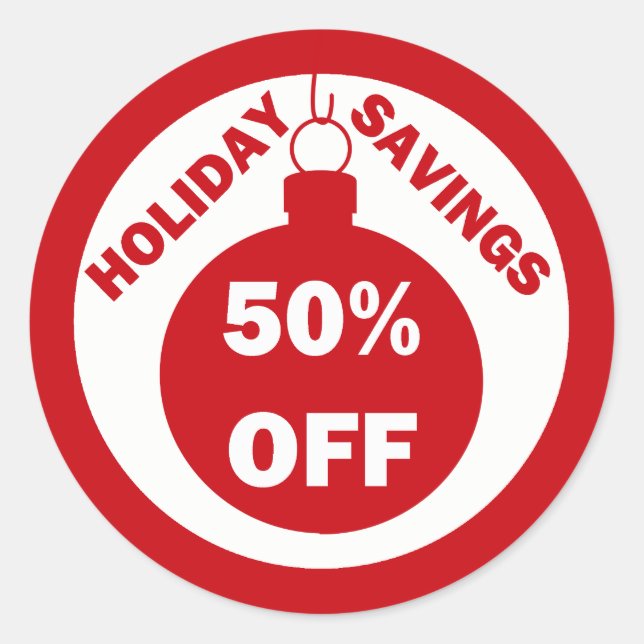Pegatina Redonda Ahorro de vacaciones 50% OFF (Anverso)
