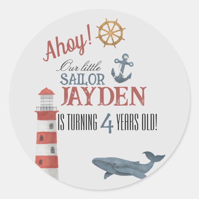 Pegatina Redonda ¡Ahoy! (Anverso)