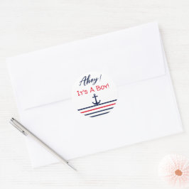 Pegatina Redonda ¡Ahoy es un chico! Baby Shower naumático