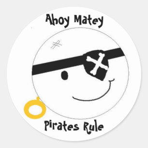 Pegatina Redonda Ahoy Matey Piratas Regla