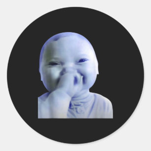 Pegatina Redonda Ai Bebé Tú Jurar Meme Divertido Bebé Riéndose Meme