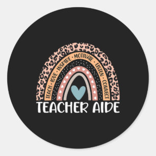 Pegatina Redonda Aide 100th Day Of School Teacher Istant 1