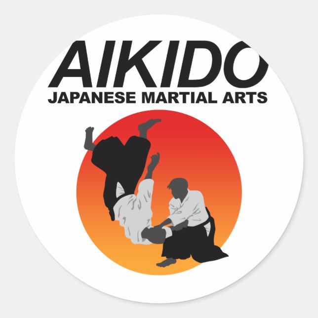 Pegatina Redonda Aikido 3 (Anverso)