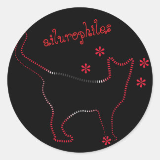 Pegatina Redonda ailurophiles de la línea de gatos
