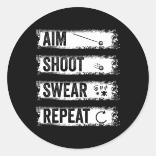 Pegatina Redonda Aim Shoot Swear Repetir Funny Billiards 8 ball Poo