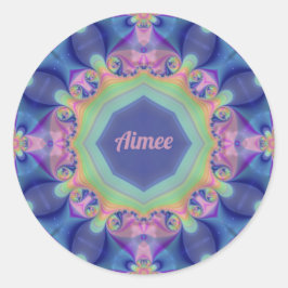 Pegatina Redonda AIMEE ~ Pastel Resumen Patrón Kaleidoscope ~