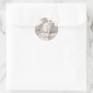 Pegatina Redonda Aimee Rustic Script Moderno Boda