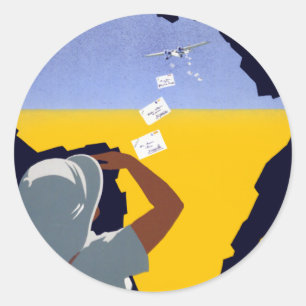 Pegatina Redonda Air Afrique: L'Afrique Francaise