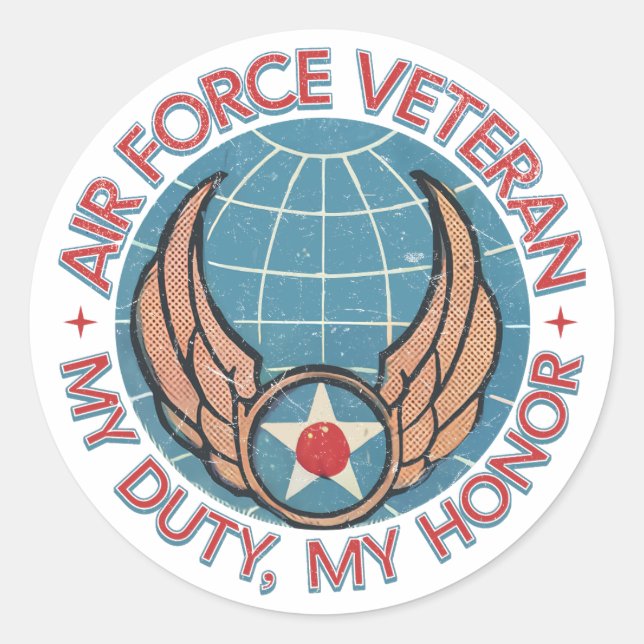 Pegatina Redonda Air Force Veteran (Anverso)
