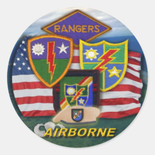 Pegatina Redonda airborne rangers fort benning vets scrapbooking st