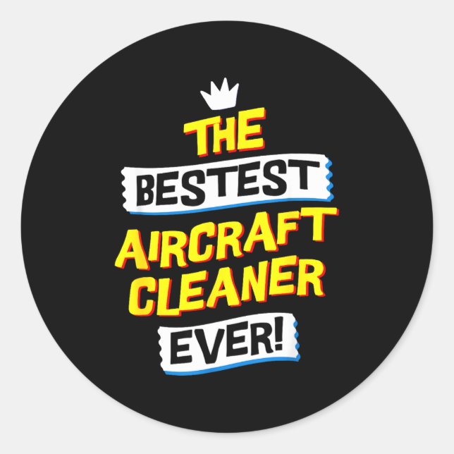 Pegatina Redonda Aircraft Cleaner, Funny Job Occupation  (Anverso)