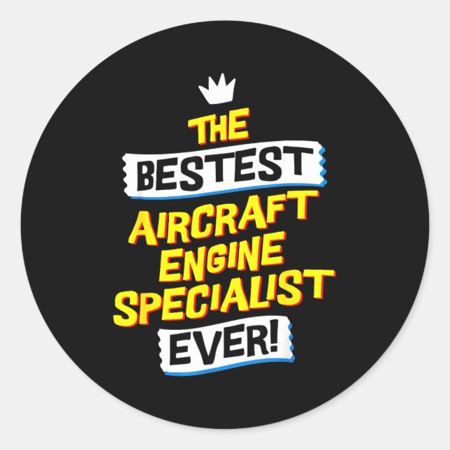 Pegatina Redonda Aircraft Engine Specialist, Funny Job Occupation  (Anverso)
