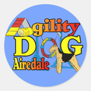 Pegatina Redonda Airedale_Agility Gifts