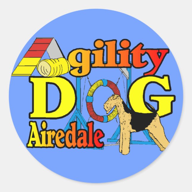 Pegatina Redonda Airedale_Agility Gifts (Anverso)