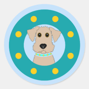 Pegatina Redonda Airedale Puppy
