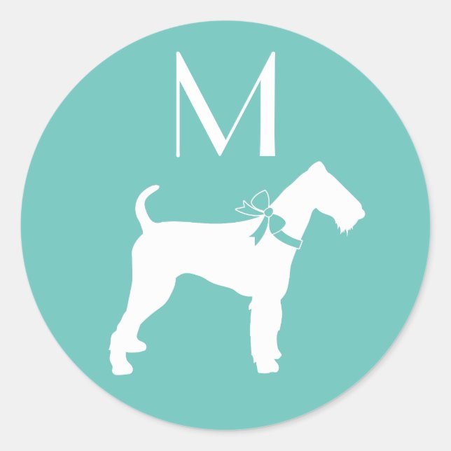 Pegatina Redonda Airedale Terrier Dog Puppy (Anverso)