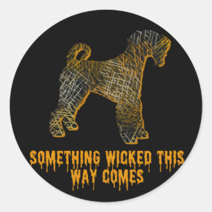 Pegatina Redonda Airedale Terrier Dog Silhouette Fun Halloween