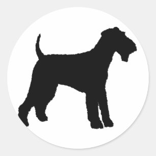 Pegatina Redonda Airedale Terrier (negro)