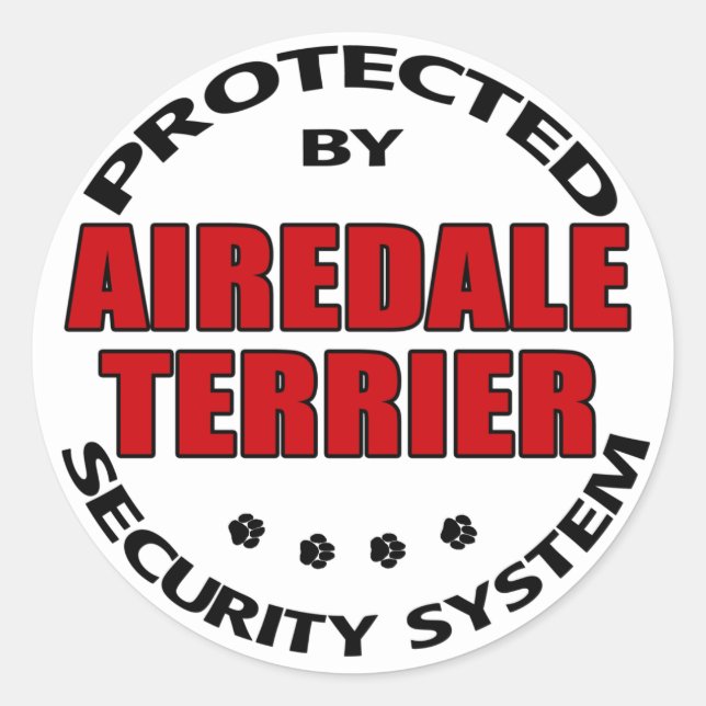 Pegatina Redonda Airedale Terrier Security (Anverso)