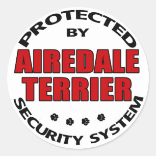 Pegatina Redonda Airedale Terrier Security