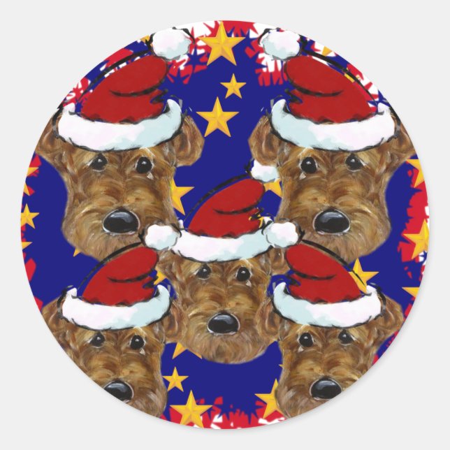 PEGATINA REDONDA AIREDALE TERRIERS (Anverso)