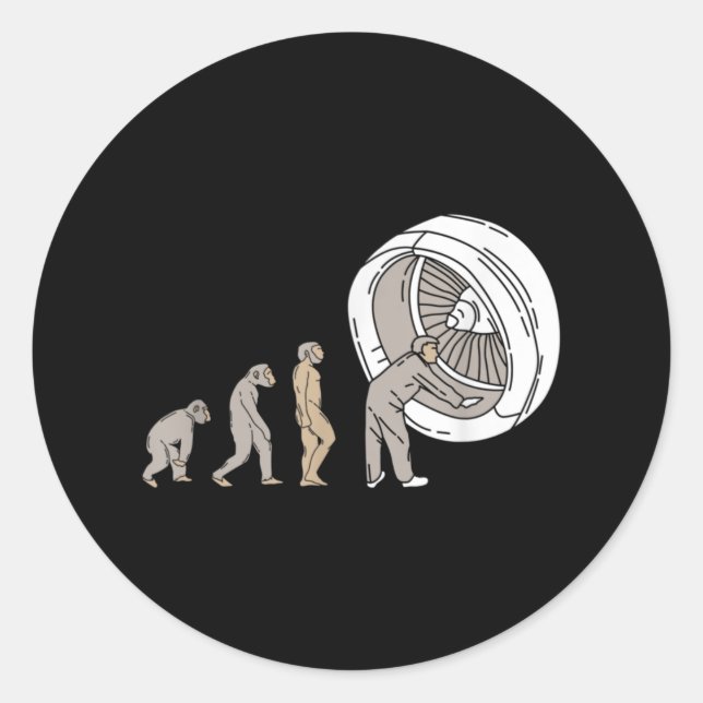 Pegatina Redonda Airplane Mechanic Aircraft Maintenance Technician (Anverso)