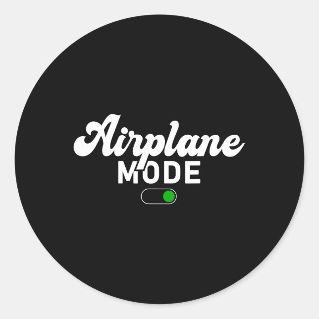 Pegatina Redonda Airplane Mode On Funny Vacation Summer  (Anverso)