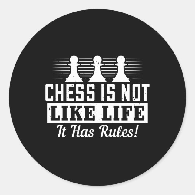 Pegatina Redonda Ajedrez - El ajedrez no es como la vida (Anverso)