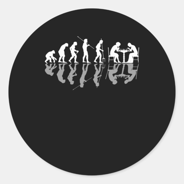 Pegatina Redonda Ajedrez Evolution Chessboard Lover Chess Gamer (Anverso)