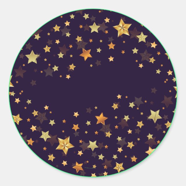 Pegatina Redonda Ajena verde suave sobre la diversión de las estrel (Anverso)