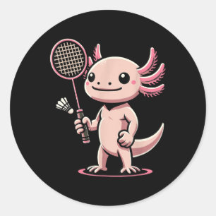 Pegatina Redonda Ajolote Jugador de Bádminton Lanzadera Deporte 